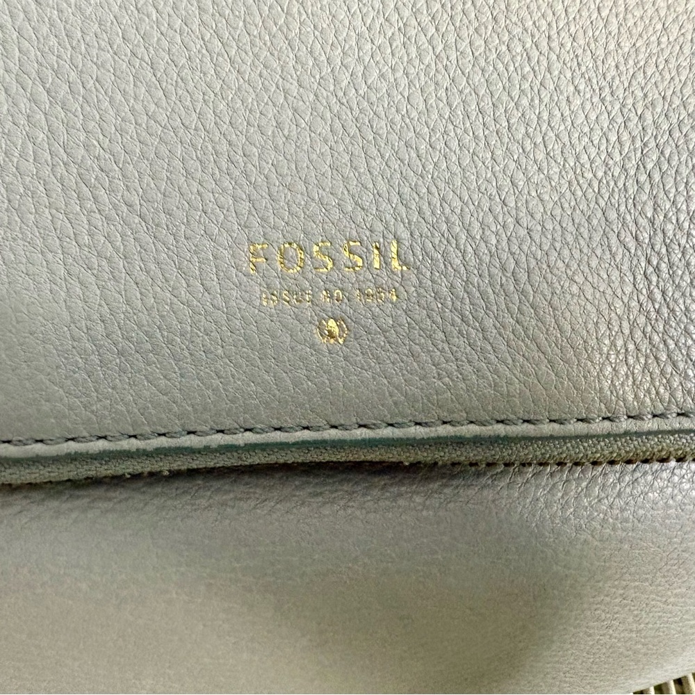 Fossil Preston Pale Gray Pebbled  Leather Crossbody Bag - Picture 3 of 8
